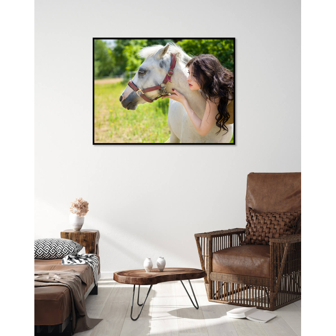 portret kobieta z koniem plakat do mieszkania