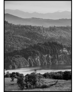 Niedzica Czorsztyn plakat krajobraz czarno biały