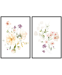 Artystyczny plakat z abstrakcyjnymi kwiatami, Kolorowy bukiet kwiatów złożony z różnych odmian